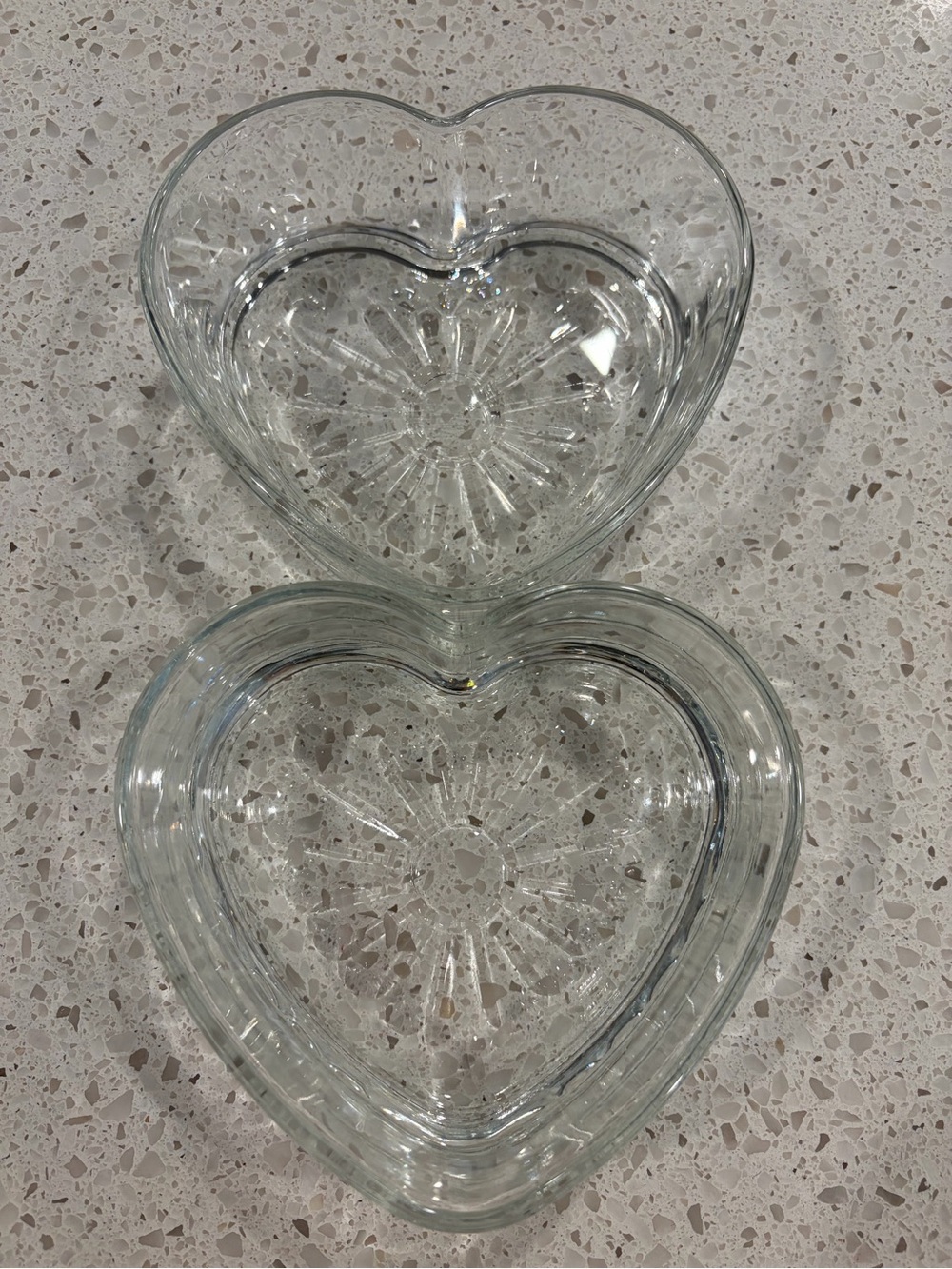 Heart-Shaped Clear Glass Serving Dishes - Set of 2